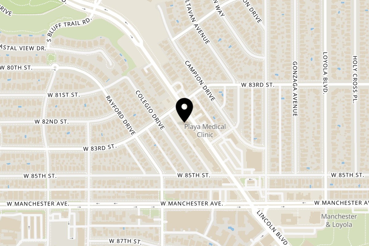 Map showing the location of The Nook Breakfast Spot on 8311 Lincoln Blvd in Los Angeles